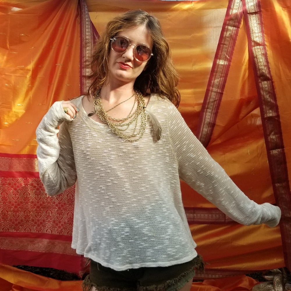 Young Fabulous & Broke cream throw on sweater